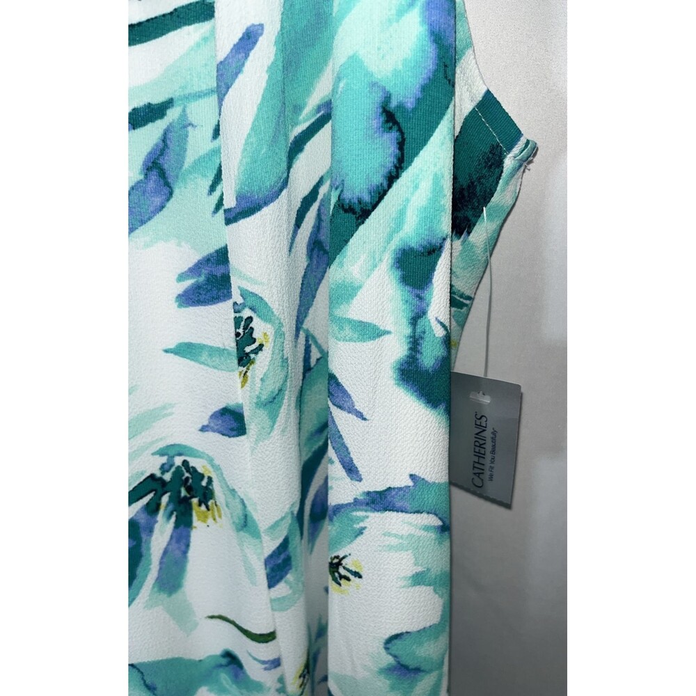 Catherine’s Black Label Women's Floral Rush White Teal Midi Dress Size 3Xwp - Picture 8 of 10